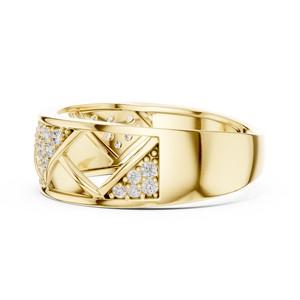 THE ROYAL TRIAD LAB GROWN ROUND CUT DIAMOND <b>RING</b> <b>SET</b> IN 18KT YELLOW <b>GOLD</b> FOR WEDDING ENGAGEMENT GIFTING DAILY OFFICE USE FOR MEN - Product Image 2