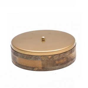 Caja Redonda de Madera Maciza Orgánica para Chapati, Calentador de Roti, Cazuela con Tapa Plana, Caja de Almacenamiento de Alimentos para Cocina y Comedor, Moderna - Product Image 1
