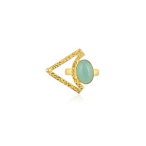Trendy Aqua Oval Gemstone Brass <b>Ring</b> for Women <b>Gold</b> Plated Collet <b>Set</b> Wedding Engagement Fashion Jewelry - Product Image 1