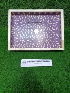 Latest Bone Inlay Tray With Bakhoor Burner Square Shape Bone Inlay Mubkhar For Home Decor By United Trade World - Product Image 2