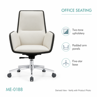 Chaise de bureau de direction moderne bicolore rembourrée avec accoudoirs fixes rembourrés, finition chromée, base pivotante à cinq étoiles