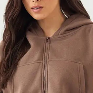 Hoodie court zippé en polaire 300 GSM doux et chaud pour femme 2026 – Vente en gros de hoodies courts zippés décontractés pour femme 2026 - Product Image 2