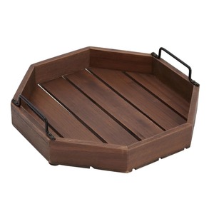 Exclusive Modern Hotel Restaurant Supplies Wooden Serving <b>Tray</b> <b>Handles</b> Personalized Eco-Friendly Hexagonal Shape Dishwasher Safe - Product Image 2