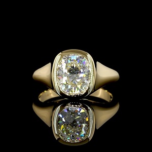 Bague de mariage classique 2 carats taille coussin, certifiée IGI, avec sertissage Gypsy lourd, bande bombée épaisse, plaquée or 14K, bague diamant - Product Image 1