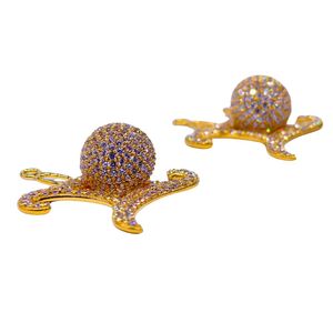 Boucles d'oreilles plaquées or du signe du zodiaque Poissons avec strass en cristal pour femmes, bijoux de fête tendance - Product Image 4