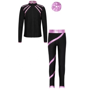 6-16 Niños Niñas Patinaje artístico Gimnasia Rendimiento Traje Chaqueta Sudadera de manga larga con pantalones Conjuntos de bandas para <span class=keywords><strong>el</strong></span> <span class=keywords><strong>cabello</strong></span> para <span class=keywords><strong>baile</strong></span> - Product Image 5