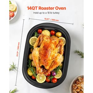 Forno Elettrico per Arrosto di Tacchino da 14QT a Cottura Rapida, Temperatura Regolabile 150-450°F, Coperchio Auto-Irrigante - Product Image 2