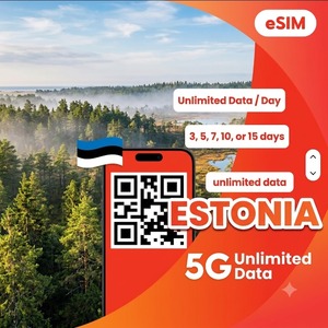 eSIM อีสโตเนีย ดาต้าไม่จำกัด 3/5/7/10/15 วัน อินเทอร์เน็ตความเร็วสูง 4G/5G สำหรับการเดินทาง พร้อมการเปิดใช้งานคิวอาร์โค้ดทันที - Product Image 1