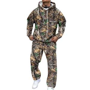 Men's Breathable 100% Cotton <b>Camo</b> Printed Hoodies Kangaroo Pockets Outdoor Casual Sports Lounge Fashion 2-Piece Sweat Set - Product Image 6
