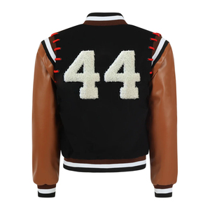 Varsity <b>Jackets</b> For Boys Brown Color <b>Winter</b> Wool Fabric With <b>Leather</b> Sleeves Letterman Style College Varsity <b>Jacket</b> - Product Image 2
