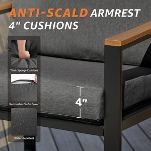 Juego de Sofás de Aluminio Resistente a la Oxidación de Alta Calidad con Cojines Suaves para Patio, Jardín y Uso en Exteriores - Product Image 3