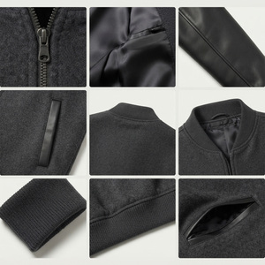 Blouson Bomber Homme Noir en Polyester Imperméable et Coupe-Vent, Col Montant, Fermeture Éclair Frontale, Style Urbain Décontracté Hiver – Vente en Gros - Product Image 5