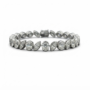 กำไลข้อมือเทนนิสทองคำขาว 14K ของ Ami Jewels สำหรับผู้หญิง หรูหรา สง่างาม ประดับเพชร ได้รับการรับรองจาก IGI คลาสสิก 12.11 กะรัต เครื่องประดับแฟชั่น - Product Image 1