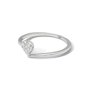 Anillo Minimalista de Diamante Natural en Forma de Corazón en Plata de Ley 925, Elegante Anillo de Amor para Mujer - Product Image 4