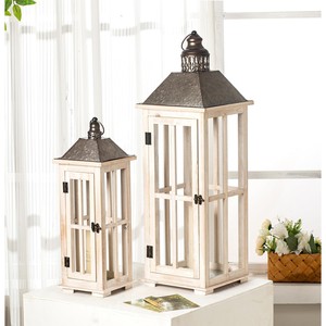 โคมไฟฟาร์มเฮาส์ไม้สนสีขาวขัดเงา |   ของตกแต่งบ้านสไตล์ชนบทขายส่ง - Product Image 1