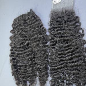 Lista de precios al por mayor de alta calidad de pelo negro crudo birmano rizado Genius máquina de trama doble paquete dibujado de Qhair - Product Image 3