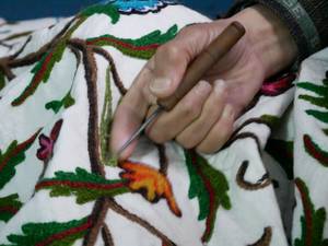 Embroidery Pillow Kashmiri Magic: Hand-Embroidered <b>Throw</b> Pillow Cover for boho style home decor - <b>Indian</b> handmade cushion cover - Product Image 2
