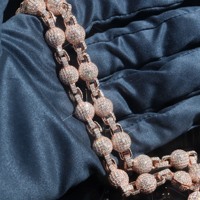 Chaîne de perles style chapelet en moissanite VVS, style hip-hop pour rappeur, en argent massif 925, entièrement sertie de moissanite