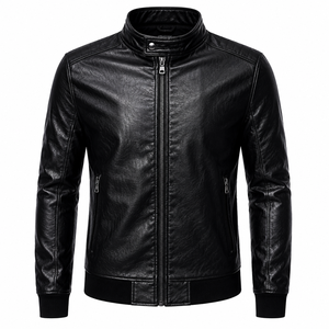 Veste Safari Homme Personnalisée en Toile Noire, Col Montant, Fermeture Éclair, Imperméable, Unie, Décontractée, OEM, Marque Privée, Vente en Gros, Fabricant - Product Image 1