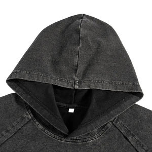 T-shirt à capuche pour homme, 100% coton, haute qualité, style vintage américain, avec coutures apparentes, manches raglan, délavé à l'acide, 240g - Product Image 4