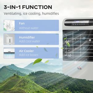 Ventilatore Raffreddatore d'Aria Evaporativo 3-in-1 Portatile con Oscillazione, Funzione Ghiaccio e Telecomando, Timer Integrato per Casa, Ufficio o Camera da Letto, Colore Grigio - Product Image 6