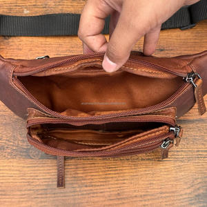 Sac banane décontracté pour femmes en cuir véritable sac banane pour hommes sac banane multi-poches sacs banane pour voyage randonnée cyclisme course à pied - Product Image 6