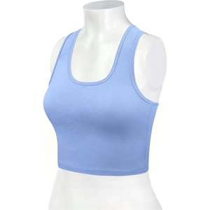 Women Seamless <b>Racerback</b> Sports Bra <b>Top</b> Light Blue Wire Free Spandex Polyester All Seasons Workout <b>Tank</b> - Product Image 6