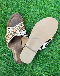 Casual <b>Slip</b> on Cowhide Tooling Carving Slipper Stylish Leather Slipper for Women Real Handmade Western Women Sandals - Product Image 5