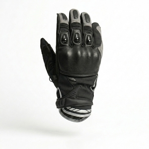 Gants de moto en cuir pour hommes, à doigts entiers, avec fermeture auto-agrippante, équipement de protection pour le cyclisme, utilisation estivale - Product Image 6