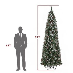 Albero di Natale a Forma di Matita 2,7m in PVC Verde con 460 Luci, 8 Modalità, 1298 Rami Bianchi, Luci Automatiche a Colori Caldi - Product Image 6