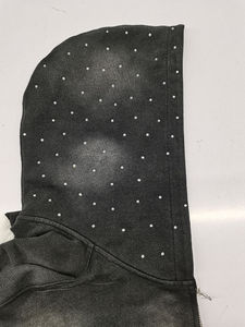 Sweat à capuche zippé court en molleton de coton pour homme, personnalisable, délavé à l'acide, avec broderie, appliqué, patch et strass - Product Image 3