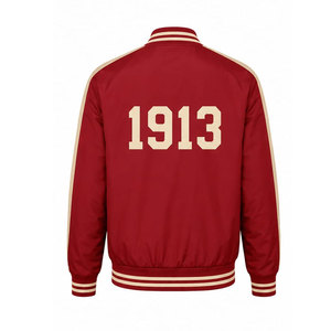 Chaqueta Universitaria Delta Sigma Theta, Color Rojo Crema, con Estampado en la Espalda 1913, Cierre de Cremallera, Estilo Preppy para Hombre - Product Image 6