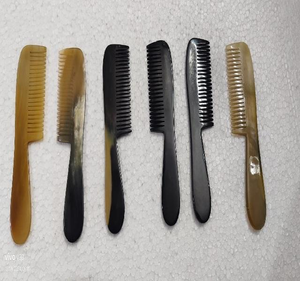 Peigne en corne de buffle poli, imperméable, pour la croissance, antistatique, massage doux du cuir chevelu, perle de lampe à sel pour la décoration de la barbe, animal - Product Image 5