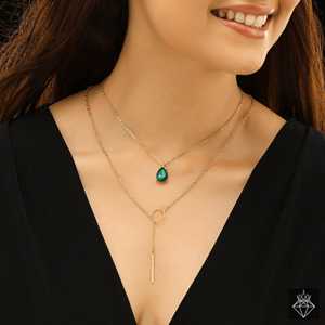 PRAO Anti-deslustre Chapado en oro Collar de corte de gota en capas Collares de moda con diseño único - Product Image 4