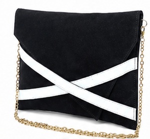 Bolso de mano tipo sobre de cuero genuino rojo para mujer Gravs, con correa cruzada metálica, cadena para el hombro, bolso de noche para fiesta, con botón de PU - Product Image 4