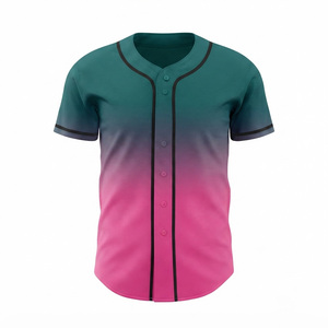 Maillot de baseball personnalisé à dégradé, unisexe, sans manches, boutonné sur le devant, séchage rapide, polyester/coton, vêtements pour adultes toutes saisons, 220g - Product Image 2