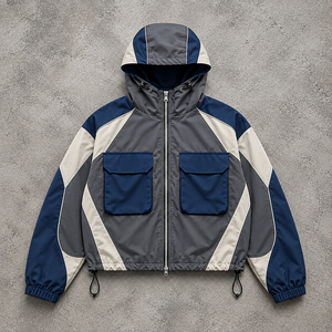 Veste coupe-vent pour homme à col montant avec logo frontal, respirante et écologique, personnalisable pour les voyages à l'aéroport - Product Image 2