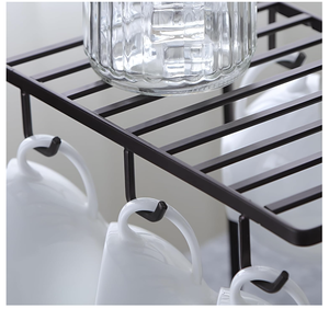 Metal Cup and Plate <b>Stand</b> with Hooks Utensil Rack Space Saving <b>Dish</b> Organizer for Kitchen - Product Image 2