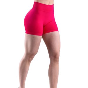 กางเกงขาสั้นออกกำลังกายสีชมพูสำหรับผู้หญิง เอวสูง ยืดหยุ่นได้ เหมาะสำหรับฟิตเนส วิ่ง โยคะ ออกกำลังกาย กีฬา ชุดกีฬา ชุดออกกำลังกาย - Product Image 6