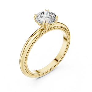 Bague de fiançailles classique en diamant de laboratoire 1 carat taille brillant, or, bijoux fins de luxe, design élégant et étincelant - Product Image 3