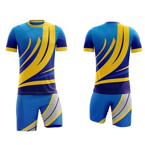 Uniformes de football personnalisés de qualité supérieure avec logo imprimé en sérigraphie, col rond, manches courtes, respirants, 180g, en polyester, les meilleurs - Product Image 1