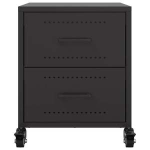 Juego de 2 mesitas de noche pequeñas de acero laminado en frío, color negro, con almacenamiento - Product Image 5