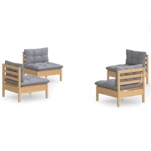 Set da salotto in pineta da 4 pezzi con cuscini grigi per il Comfort esterno - Product Image 2