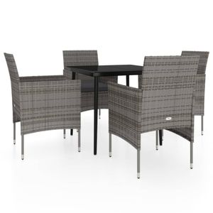 <b>Grey</b> Rattan Garden Dining Set 4 Seater Weather Resistant Outdoor Furniture Contemporary Style Steel <b>Frame</b> - Product Image 2