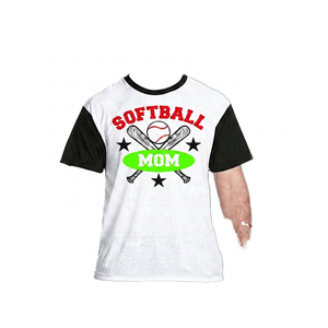 Camiseta de Softbol para Mamá, Blanca y Negra, Manga Corta, Ribete en Contraste, Diseño Estampado, Cuello Redondo, Estilo Casual, Corte Jersey para Hombre - Product Image 4