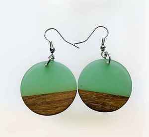 Mint Meadow Wood <b>Resin</b> Earrings Seafoam Wood And <b>Resin</b> Dangles Mint Breeze <b>Resin</b> Craft Earrings Forest Glow Wood <b>Resin</b> <b>Crafts</b> - Product Image 2