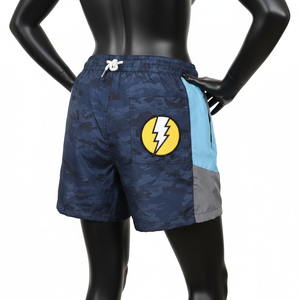 Shorts coupe-vent légers en polyester 130 GSM, bleu marine clair, avec broderie et patch personnalisés, logo sur mesure, pour femmes. - Product Image 6