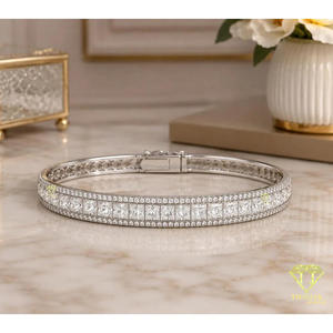 Long Rectangular Link Bracelet With Sparkling Stone <b>Rows</b> Sleek Wrist Jewelry For B2B Importers Resellers And Distributors - Product Image 3