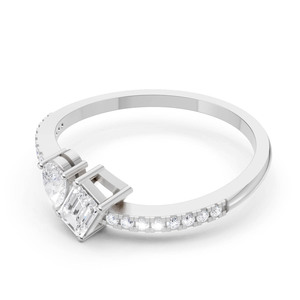 Anillo de Oro Blanco con Diamante Cultivado en Laboratorio, Corte Esmeralda en Forma de Pera, Certificado IGI, con Pavé, para Mujer, Regalo de Compromiso, Boda o Aniversario - Product Image 1