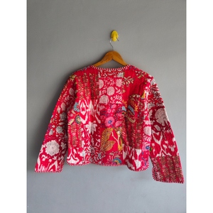 Chaqueta acolchada de algodón con estampado floral para mujer, cárdigan con cuello en V, ropa exterior informal transpirable, regalo para ella - Product Image 6